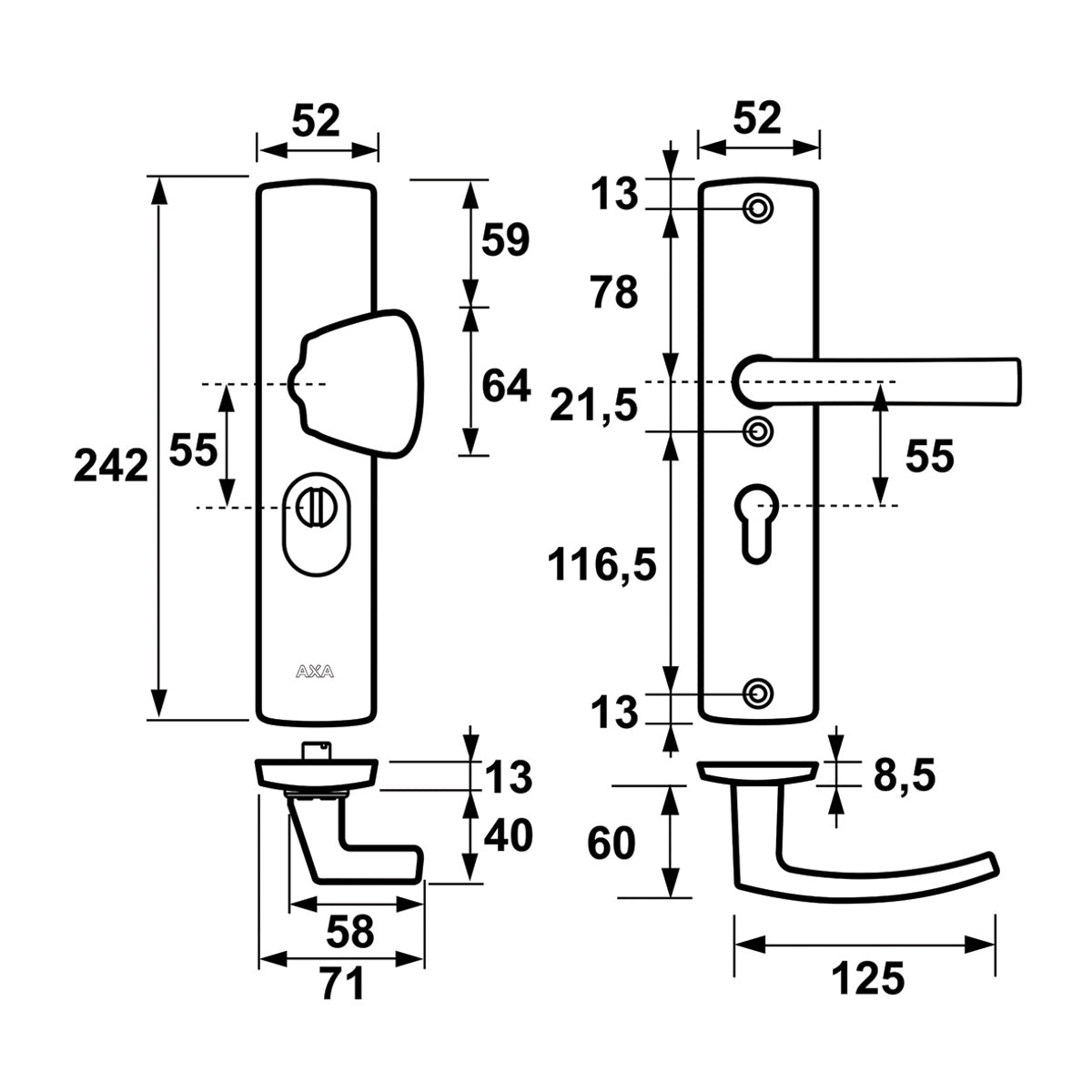 Curve Plus Veiligheidsbeslag S-knop met kerntrek SKG*** zwart