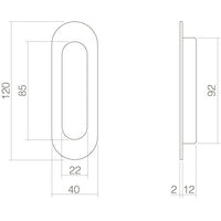 Schuifdeurkom ovaal 120x40mm blind mat zwart