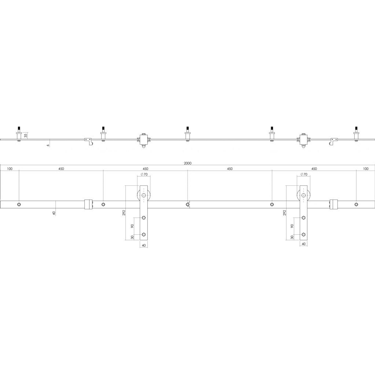 Schuifdeursysteem Basic mat zwart