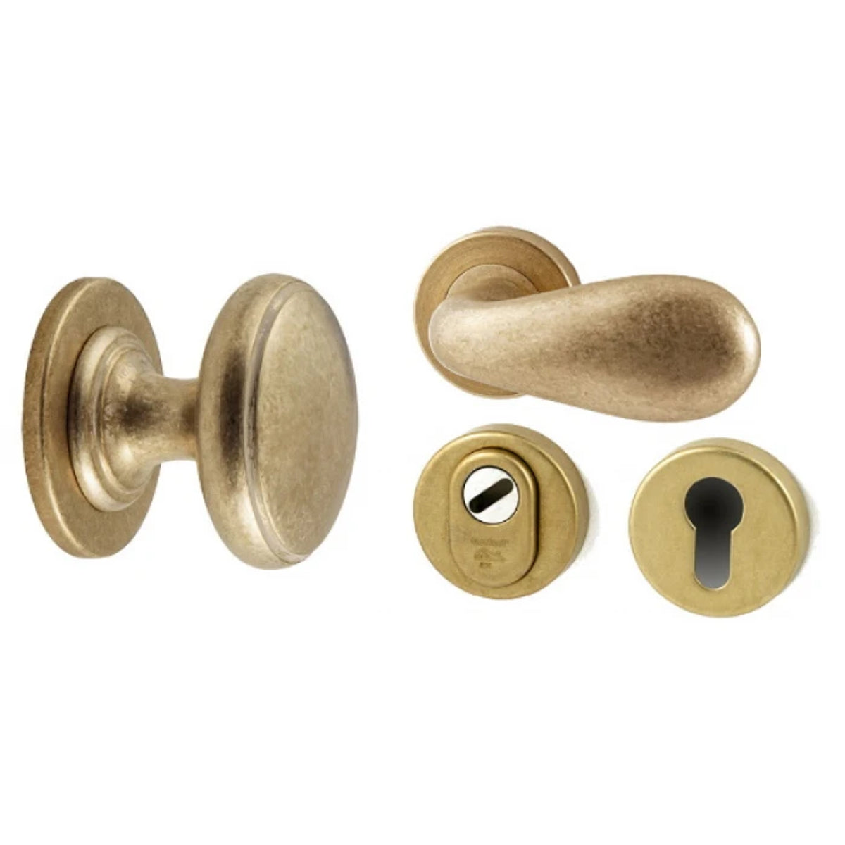 Voordeurset Olympia (getrommeld messing)