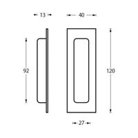 Schuifdeurkom rechthoek 120x40mm blind mat zwart
