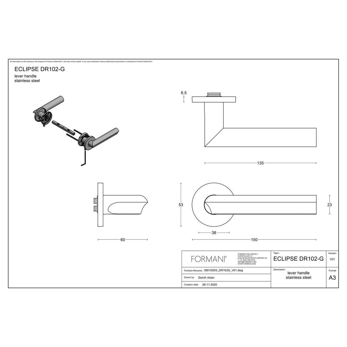Deurkruk Eclipse DR102-G PVD mat zwart