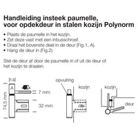 Paumelle voor polynorm / theuma kozijn 74.5x14 mm nikkel