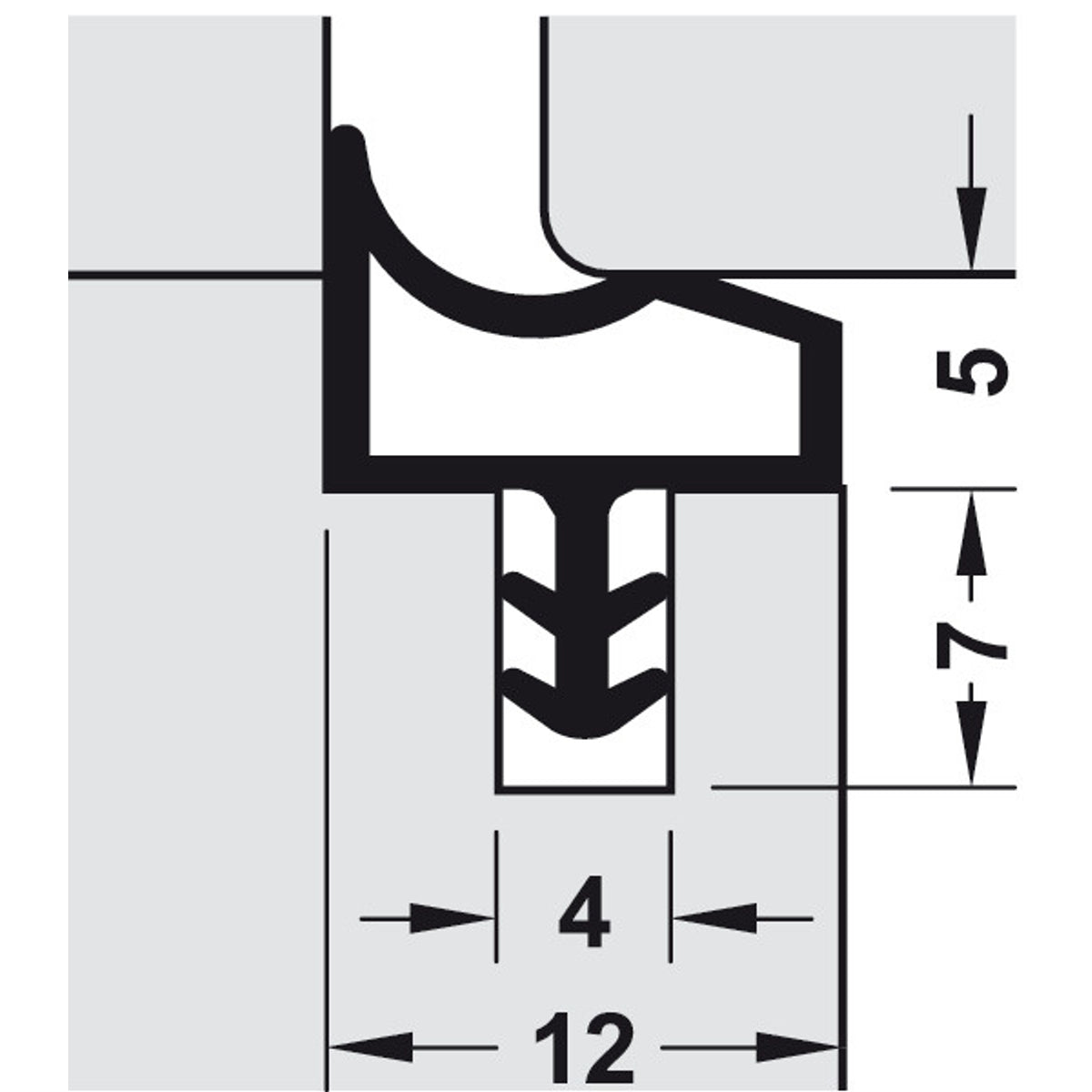 Kozijnrubber zwart (per meter)