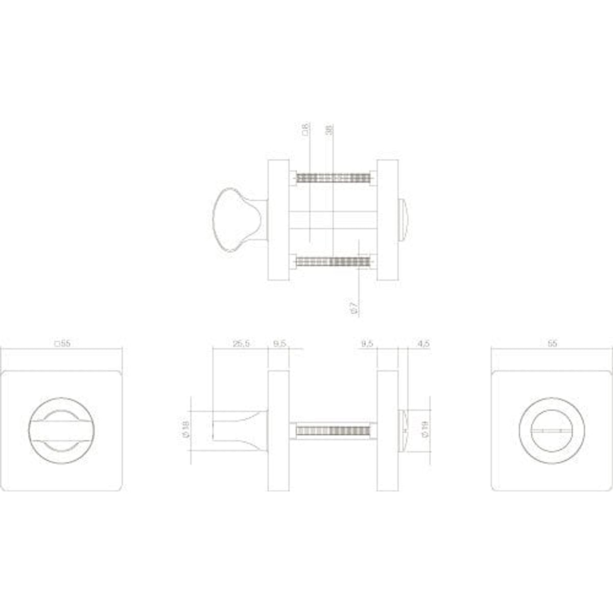 Toiletset vierkant mat zwart 