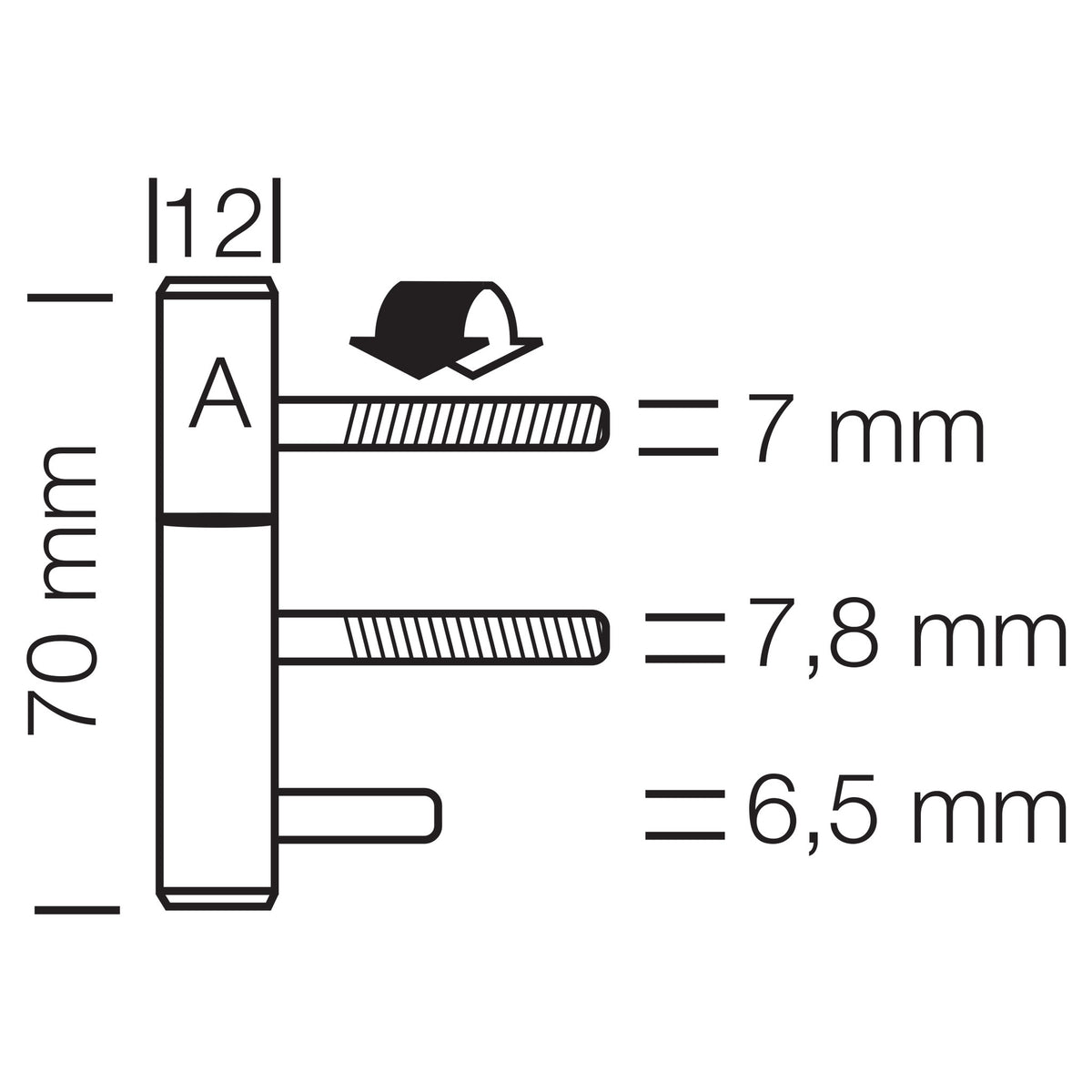 Paumelle voor stalen kozijnen 70x12 mm zwart (Svedex / Berkvens)
