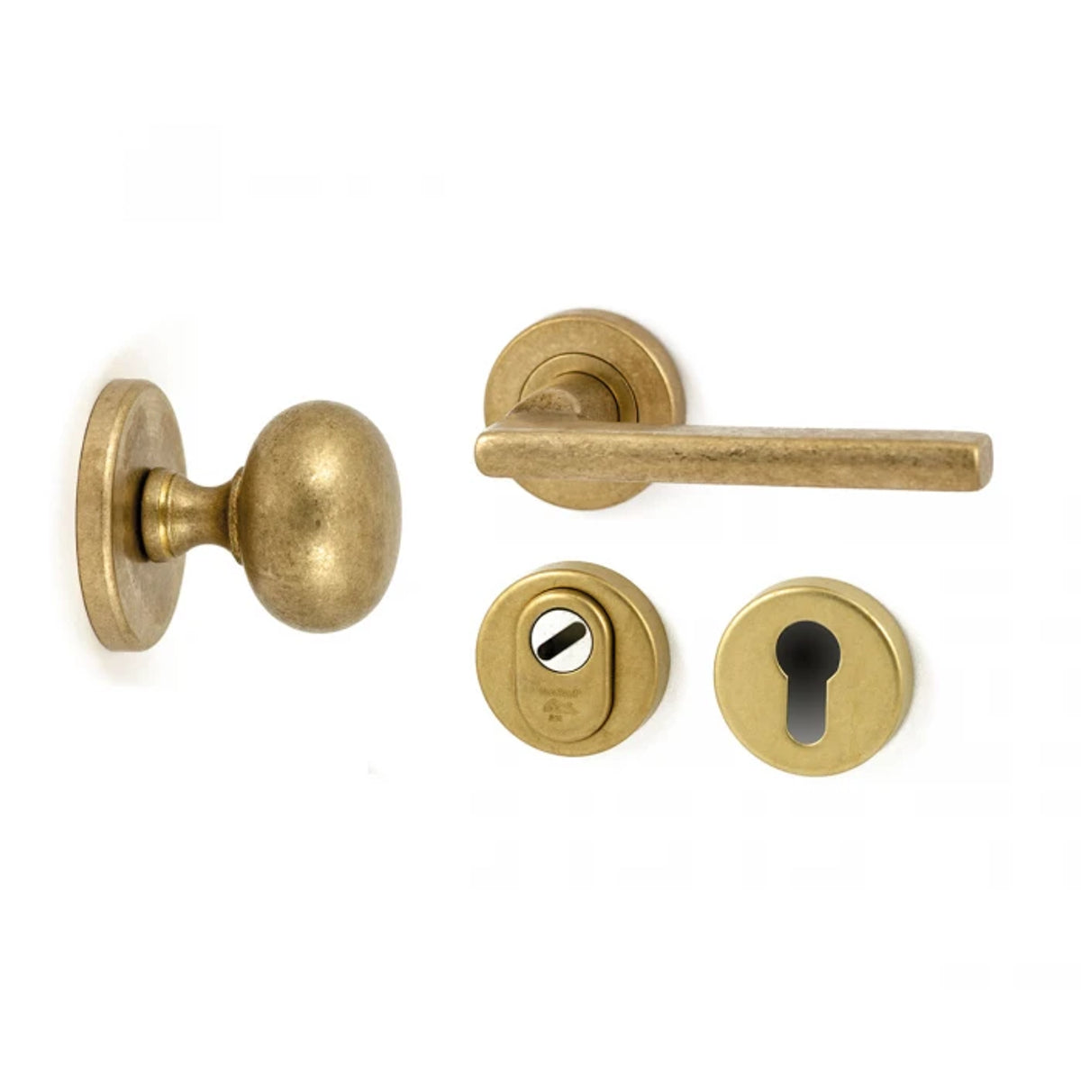 Voordeurset Sara (getrommeld messing)