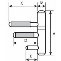Inboor paumelles 14x75 mm (houten kozijn)