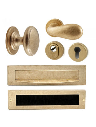 Voordeurset Olympia compleet (getrommeld messing)