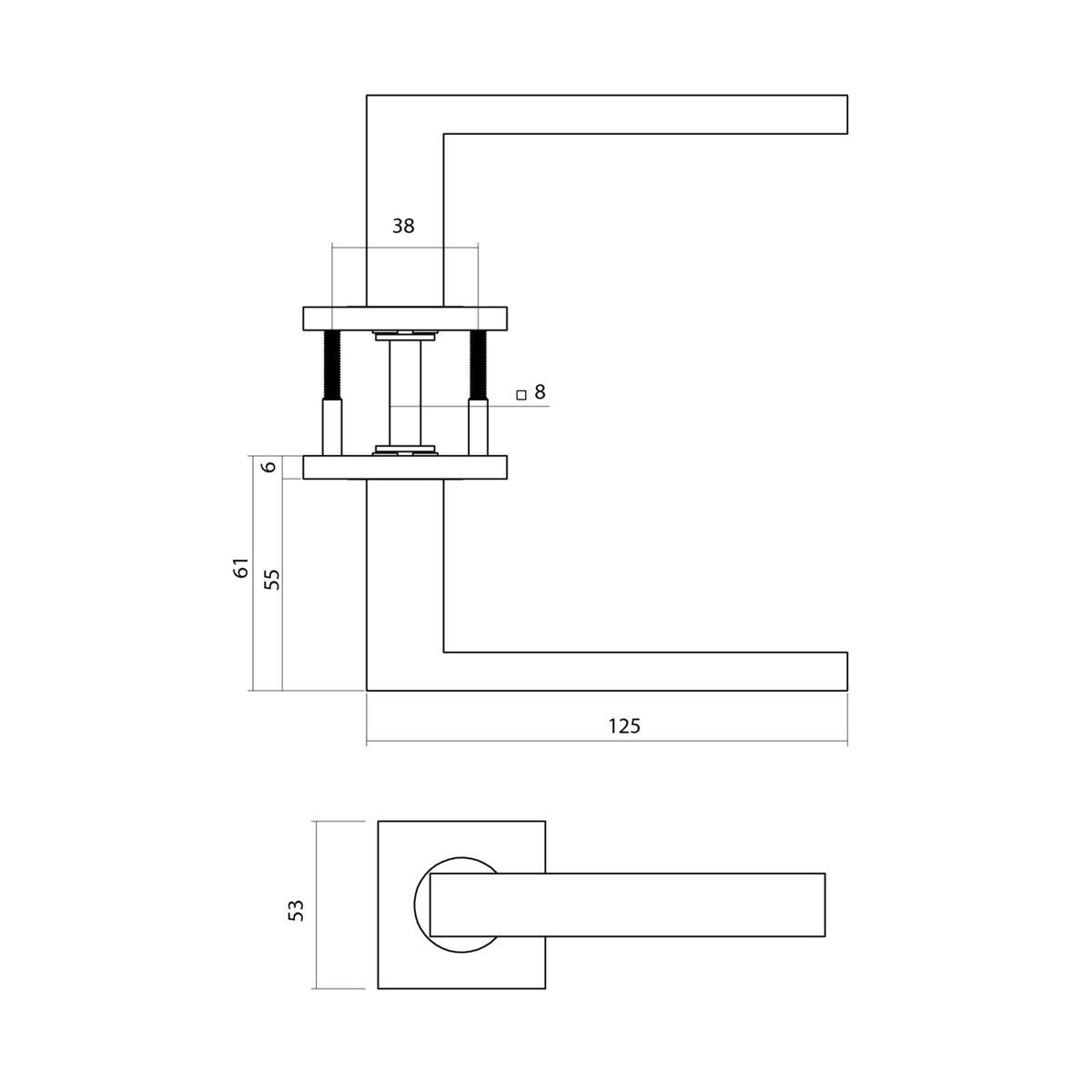 Deurkruk Q 05 mat messing