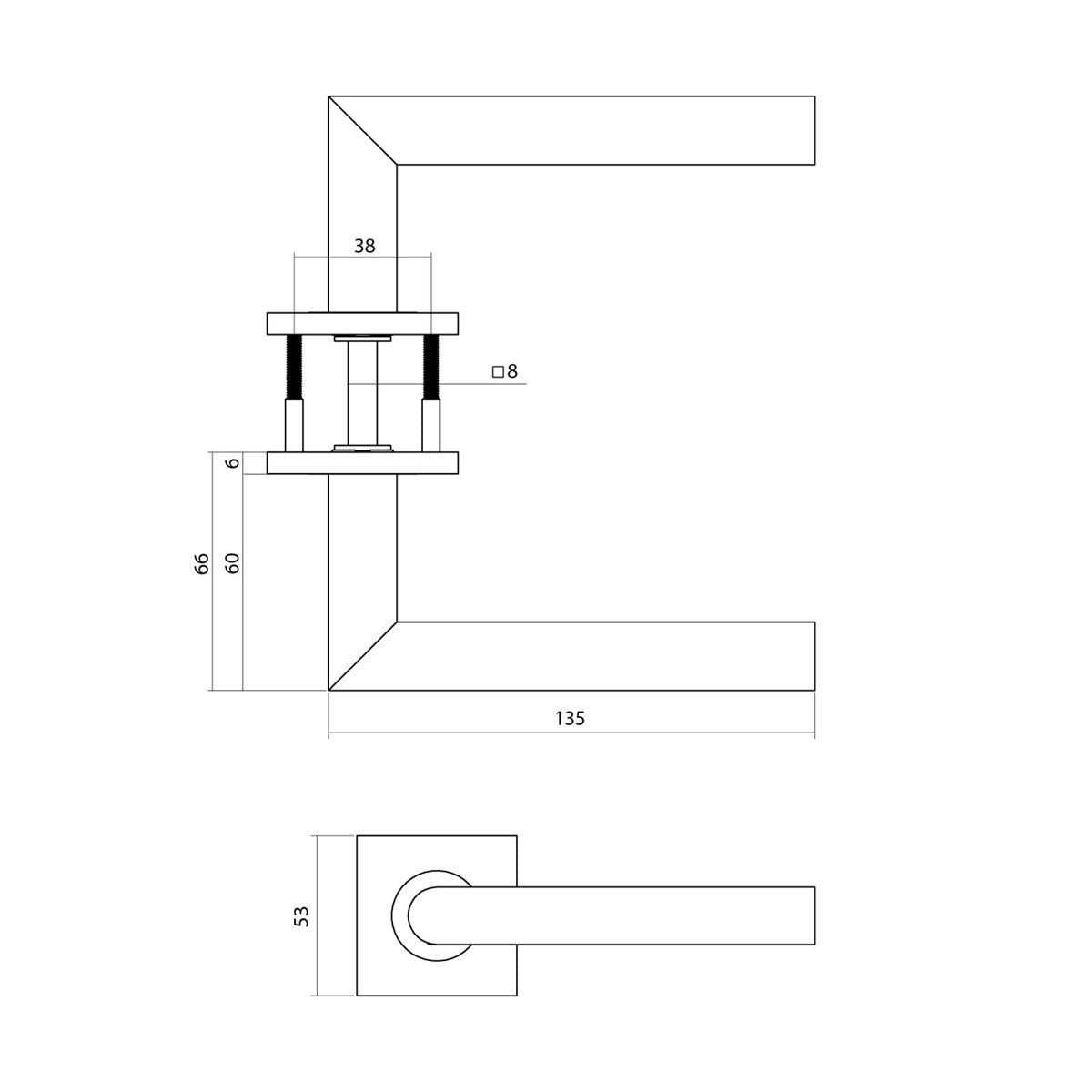 Deurkruk Q 04 mat messing