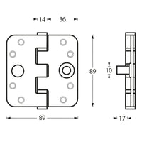 SKG3 Kogellagerscharnier 89x89 rvs
