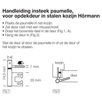 Paumelle voor Hörmann kozijn 74.5x14 mm nikkel