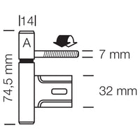 Paumelle voor polynorm / theuma kozijn 74.5x14 mm zwart