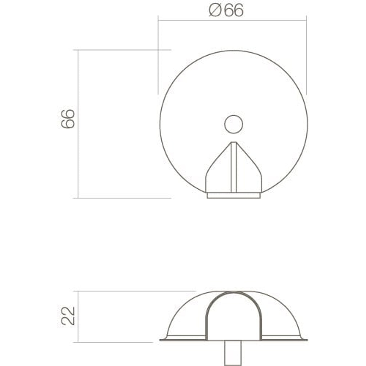 Deurstop bol 65mm met nokken RVS